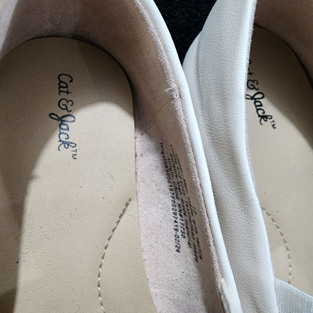 Cat Jack Girls White Studded Ballet Flats Shoes Kids Size 12 - Picture 3 of 9